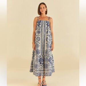 Farm Rio Blue Pineapple Garden Maxi Dress